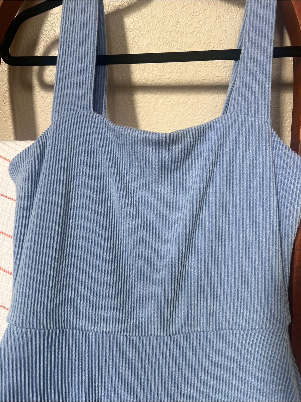Sleeveless Square-Neck ribbed Midi Dress in Light Blue NWOT - Picture 2 of 5